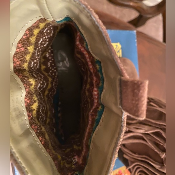 Sbicca Sound Khaki Suede Leather Fringed Tassel Booties Size 8.5 in Box - Picture 5 of 11